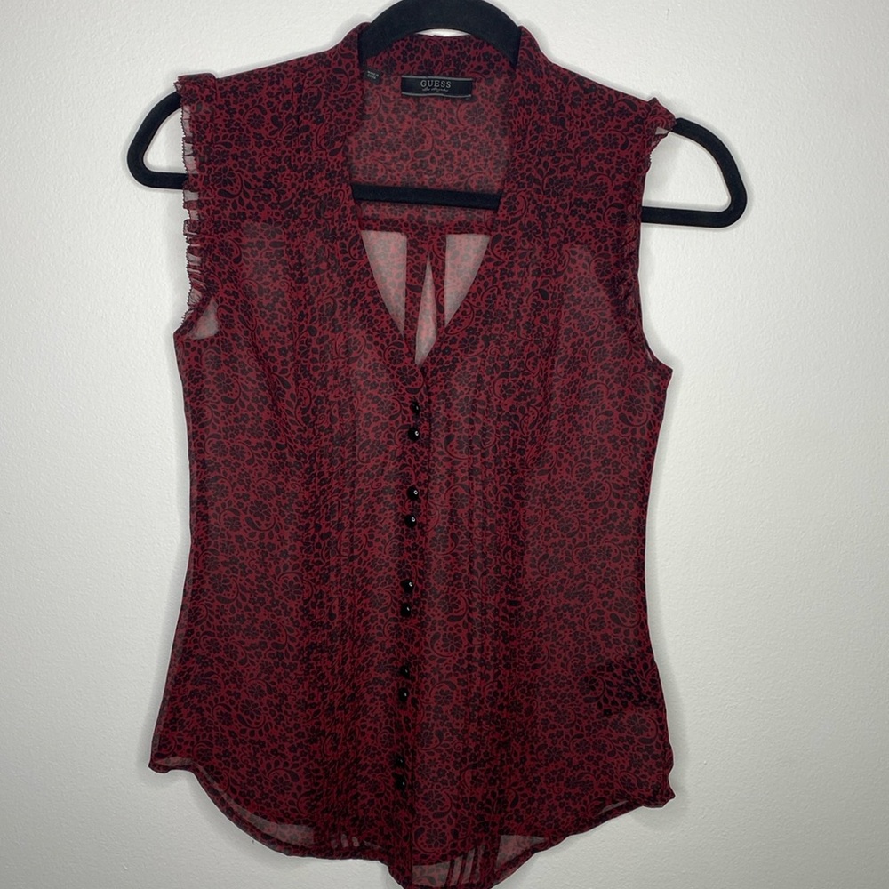 🩷🩵Guess Sheer Animal Print Top